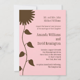 Sunflower on Pink Wedding Invitation