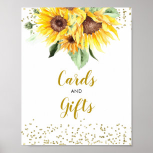 Sunflower on the way Baby Shower Cards and Gifts Poster