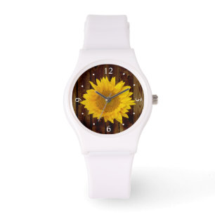 Sunflower on Vintage Barn Wood Country Watch
