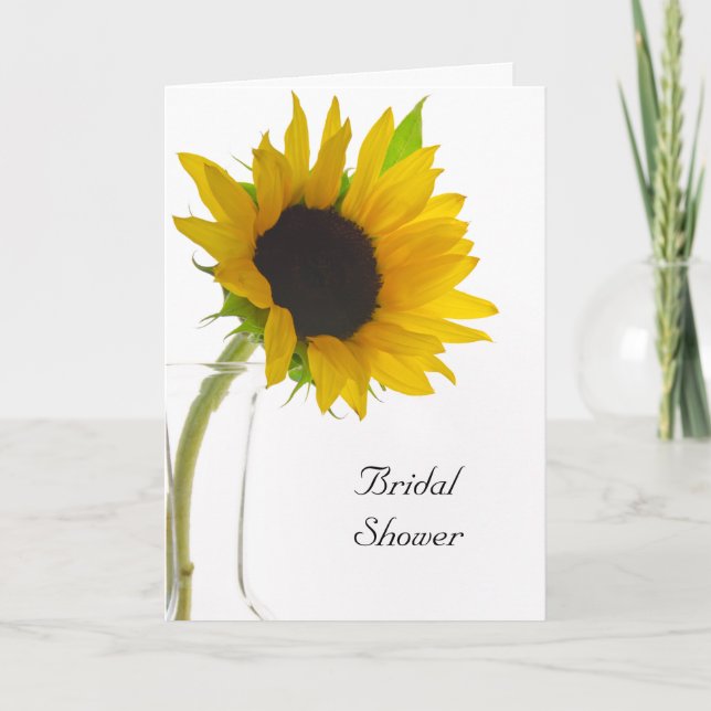 Sunflower on White Bridal Shower Invitation (Front)