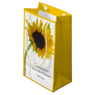 Sunflower on White Wedding Congratulations Small Gift Bag