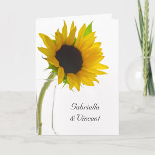 Sunflower on White Wedding Invitation
