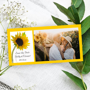 Sunflower on White Wedding Save the Date