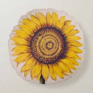 Sunflower or Helianthus Round Cushion