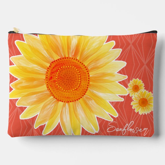 Sunflower Orange Accessory Pouch (Front)