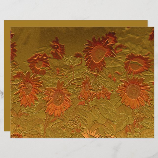 Sunflower Orange Gold Floral Art Design Decoupage (Front/Back)