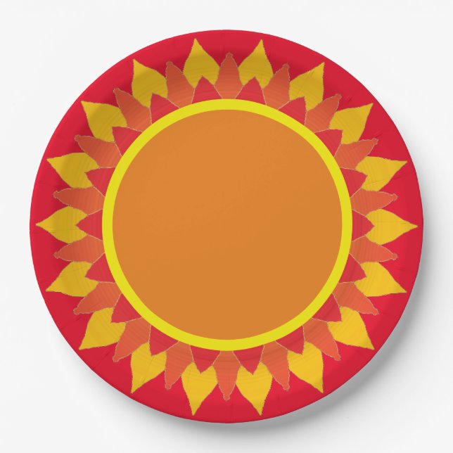 Sunflower Orange Paper Plate (Front)