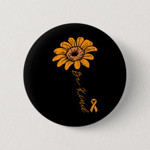 Sunflower Orange Ribbon Be Kind Leukaemia Cancer A 6 Cm Round Badge
