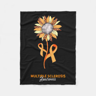 Sunflower Orange Ribbon Multiple Sclerosis Awarene Fleece Blanket
