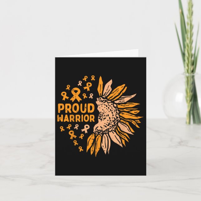 Sunflower Orange Ribbon Proud Warrior Leukaemia Aw Card (Front)
