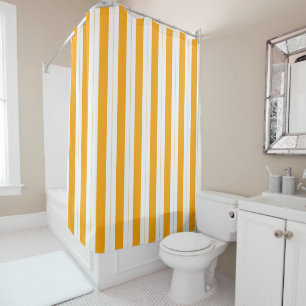 Sunflower Orange Yellow Striped Shower Curtain