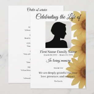 Sunflower order of service invitation
