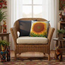 Sunflower Outdoor Pillows - Whimsical Art Print