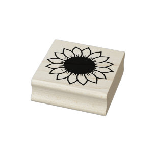 Sunflower Outline Silhouette Art Rubber Stamp
