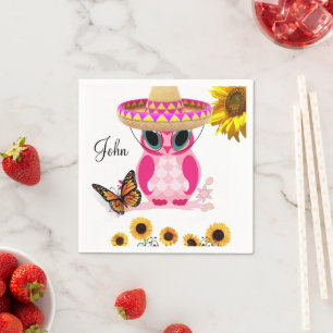 Sunflower Owl Butterfly Paper Napkins