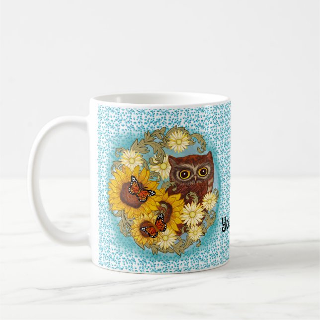 Sunflower Owl  Mug (Left)