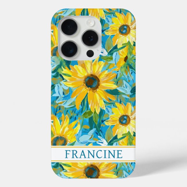 Sunflower Painting Monogrammed Case-Mate iPhone Case (Back)