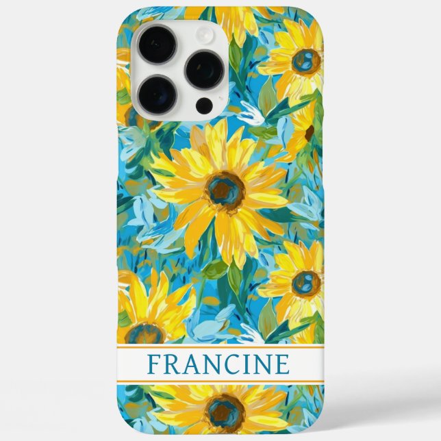 Sunflower Painting Monogrammed Case-Mate iPhone Case (Back)