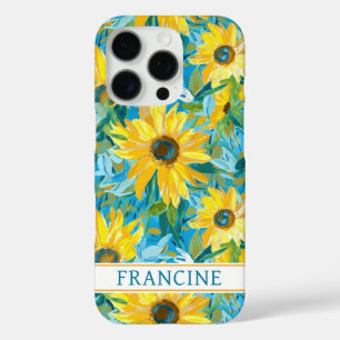 Sunflower Painting Monogrammed iPhone 16 Pro Case