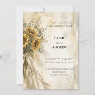 Sunflower Pampas Grass Wedding Invitation
