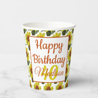 Sunflower Paper Cups - Optional Personalisation