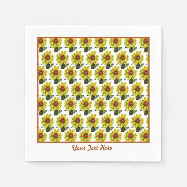 Sunflower Paper Napkins - Optional Personalisation (Front)
