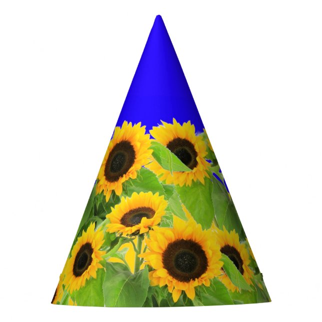 Sunflower Paper Party Hat Ukraine Flag Colors (Front)