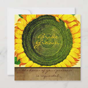 Sunflower Parchment Square Wedding Invitation