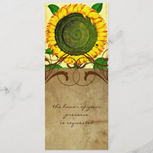 Sunflower Parchment Tall Wedding Invitation