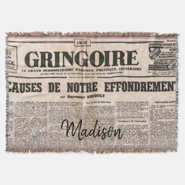 Sunflower Paris France News Throw Blanket (Front)