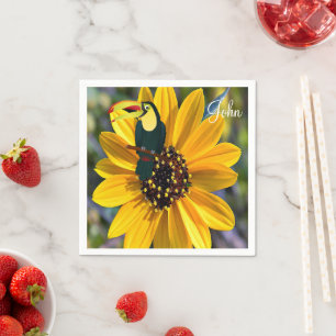 Sunflower Parrot Paper Napkins