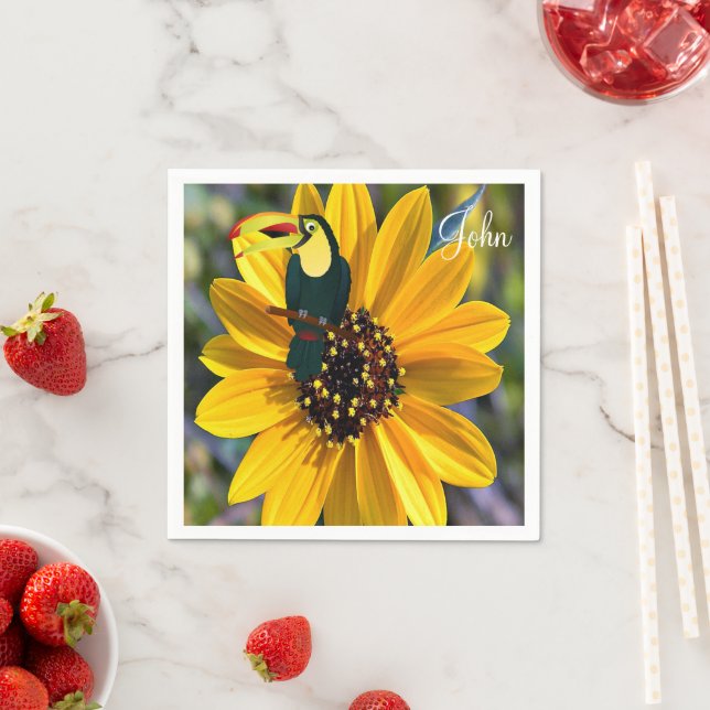 Sunflower Parrot Paper Napkins (Insitu)