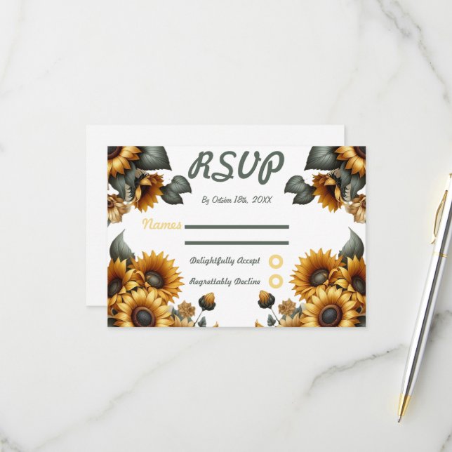 Sunflower Patch RSVP Response Card (Front/Back In Situ)