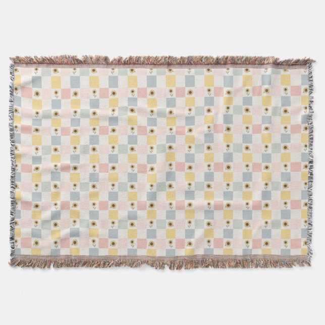 Sunflower Patchwork Decorative Blanket - Farmhouse (Front)