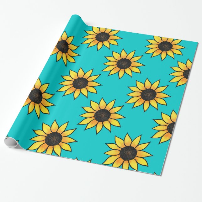 Sunflower Pattern 4 Wrapping Paper (Unrolled)