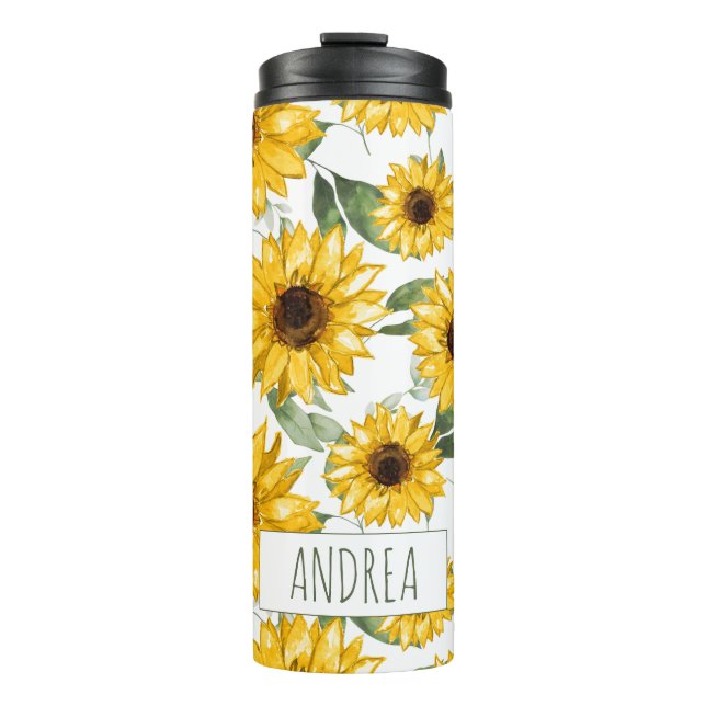 Sunflower Pattern Art Thermal Tumbler (Front)