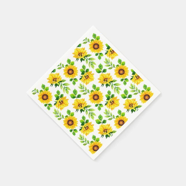 Sunflower Pattern Country Farmhouse Birthday Party Napkin (Corner)