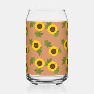 Sunflower Pattern Design – Cute Floral Aesthetic Can Glass