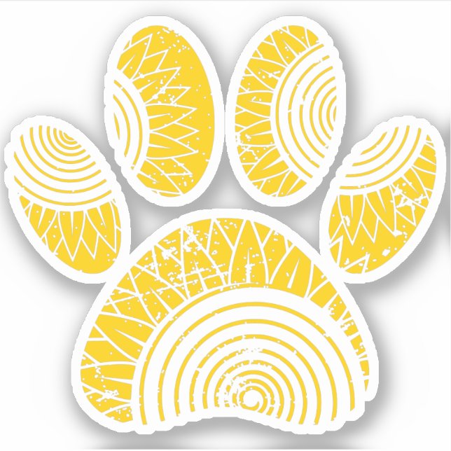 Sunflower Pattern Dog Paw Print Distressed Design (Front)