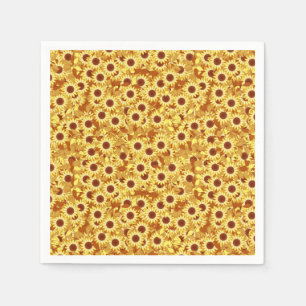 Sunflower pattern - gold, yellow and brown napkin