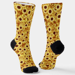 Sunflower Pattern, Gold, Yellow and Brown Socks