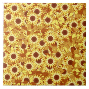 Sunflower pattern - gold, yellow and brown tile