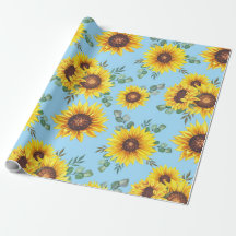 Sunflower pattern on Blue Background