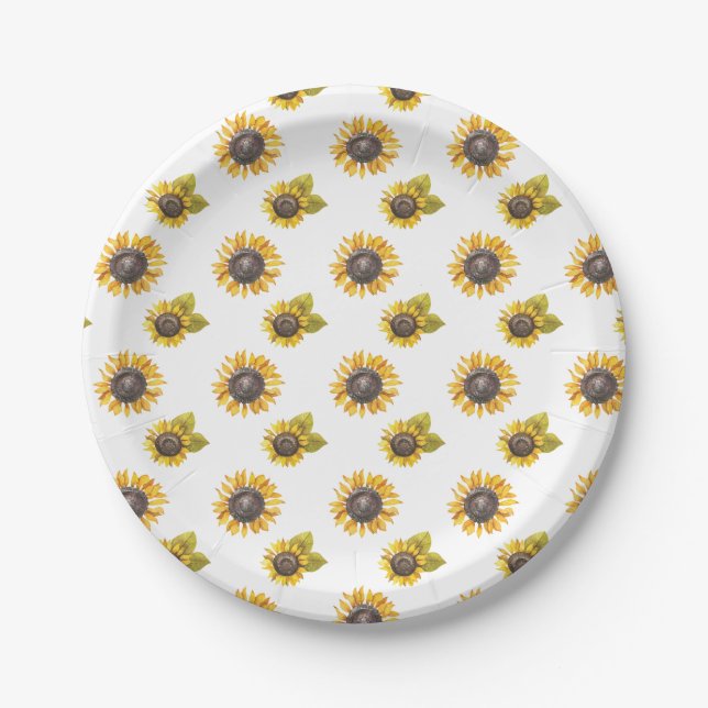 Sunflower Pattern Party Paper Plate (Front)