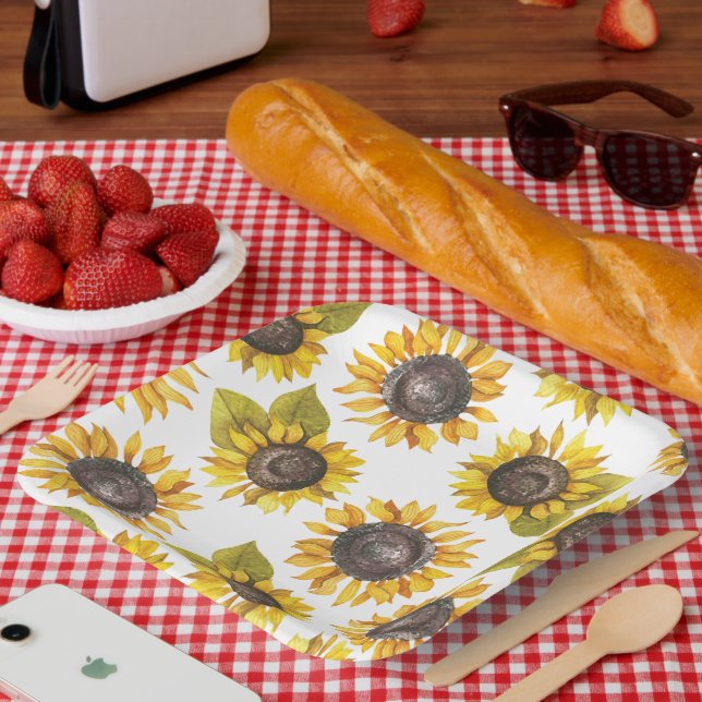 Sunflower Pattern Party Paper Plates (Picnic)