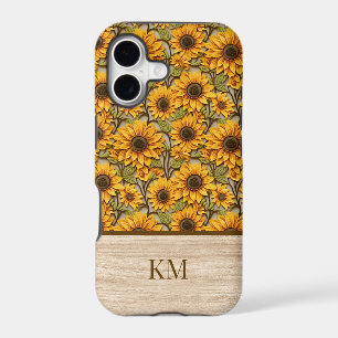 Sunflower Pattern Phone Case with Monogram