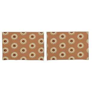 Sunflower Pattern Pillowcase Set in Terra Cotta
