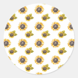 Sunflower Pattern Sitcker Classic Round Sticker