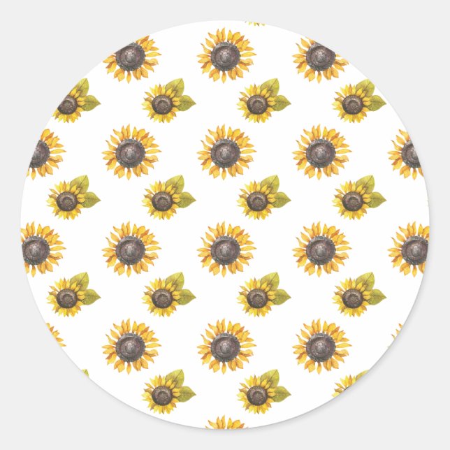 Sunflower Pattern Sitcker Classic Round Sticker (Front)