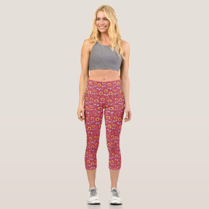 Sunflower Pattern - Viva Magenta Capri Leggings